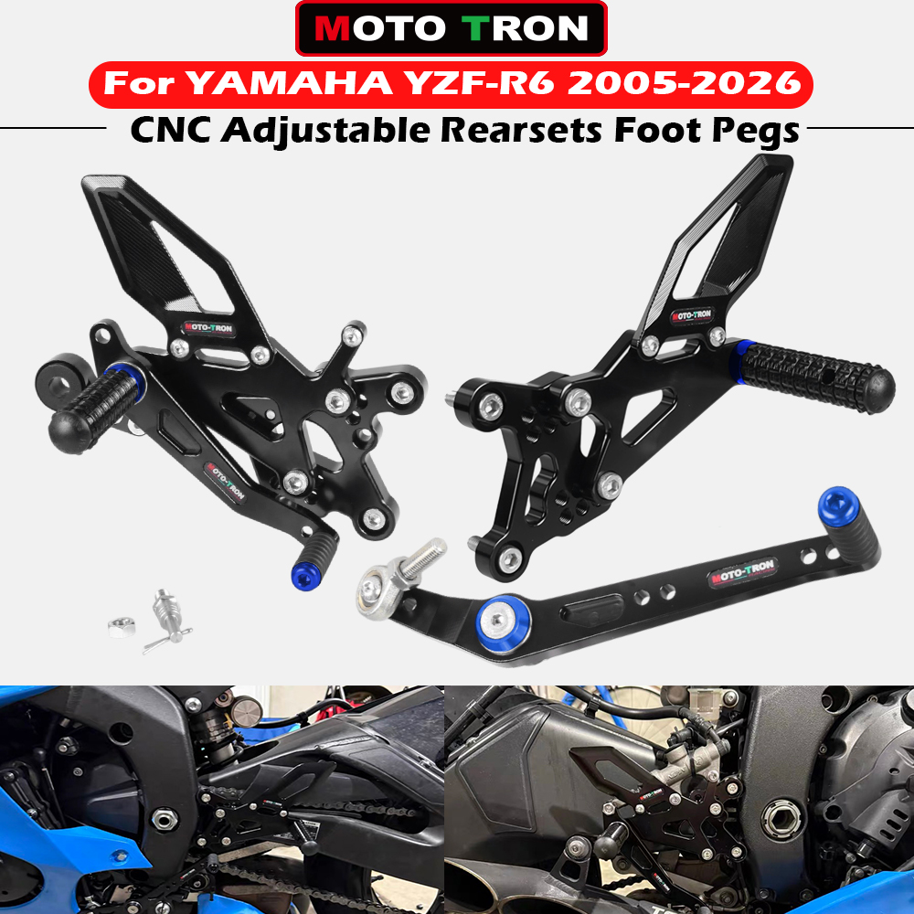 Motorcycle Gear Lever Extender - ชุดพักเท้าหลังแบบปรับได้ CNC สำหรับมอเตอร์ไซค์ พร้อมคันเบรกและคันเกียร์ สำหรับ YAMAHA